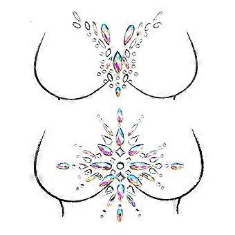 Rhinestone Body Jewelry 2 Pack - Chest and Face Gems for Festivals and Halloween Raves