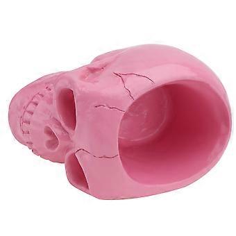 Skull Pen Holder for Desktop Storage Pink Creative Makeup Brush Container