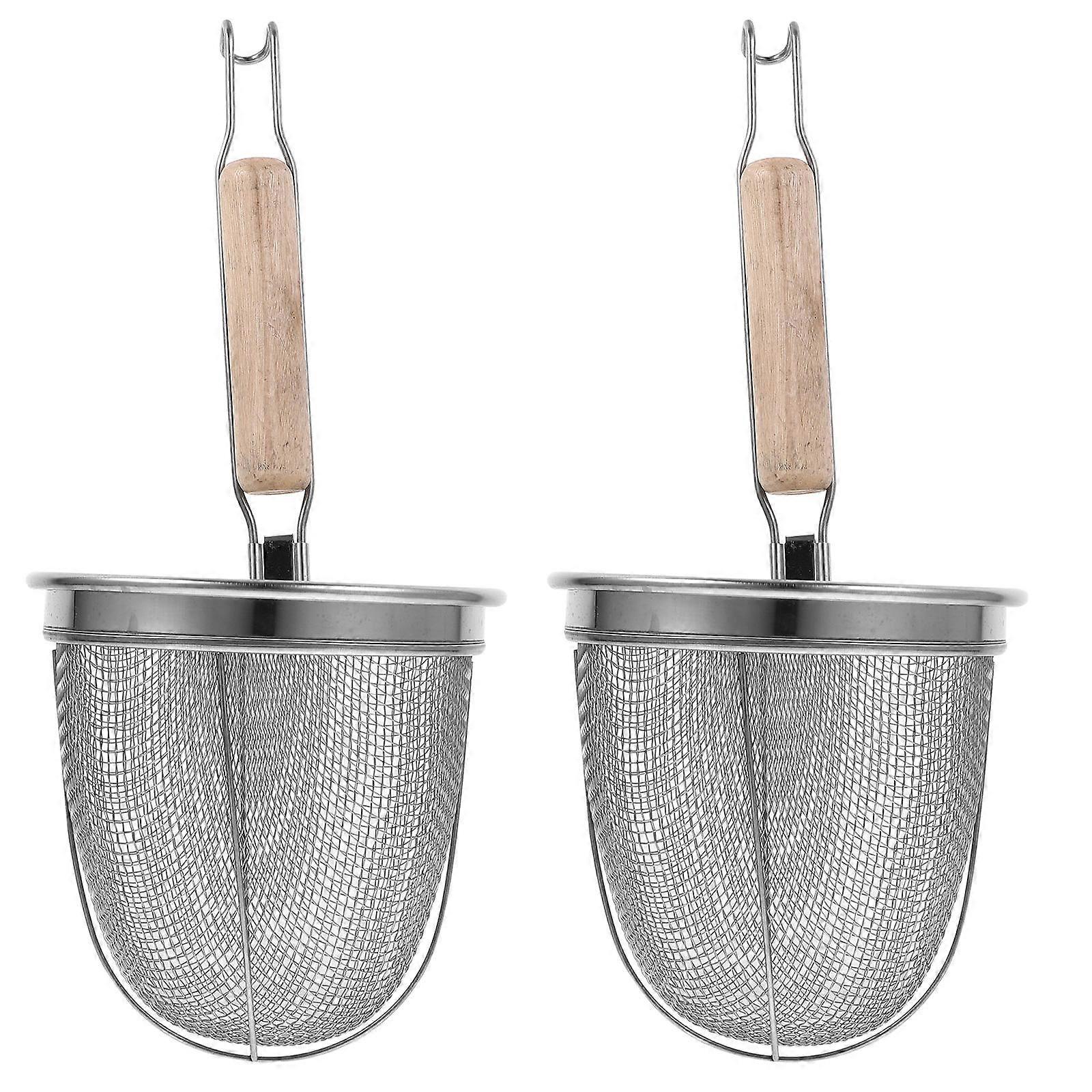 Leak Spoon Mesh Colander Multifunctional for Kitchen 2Pcs Silver