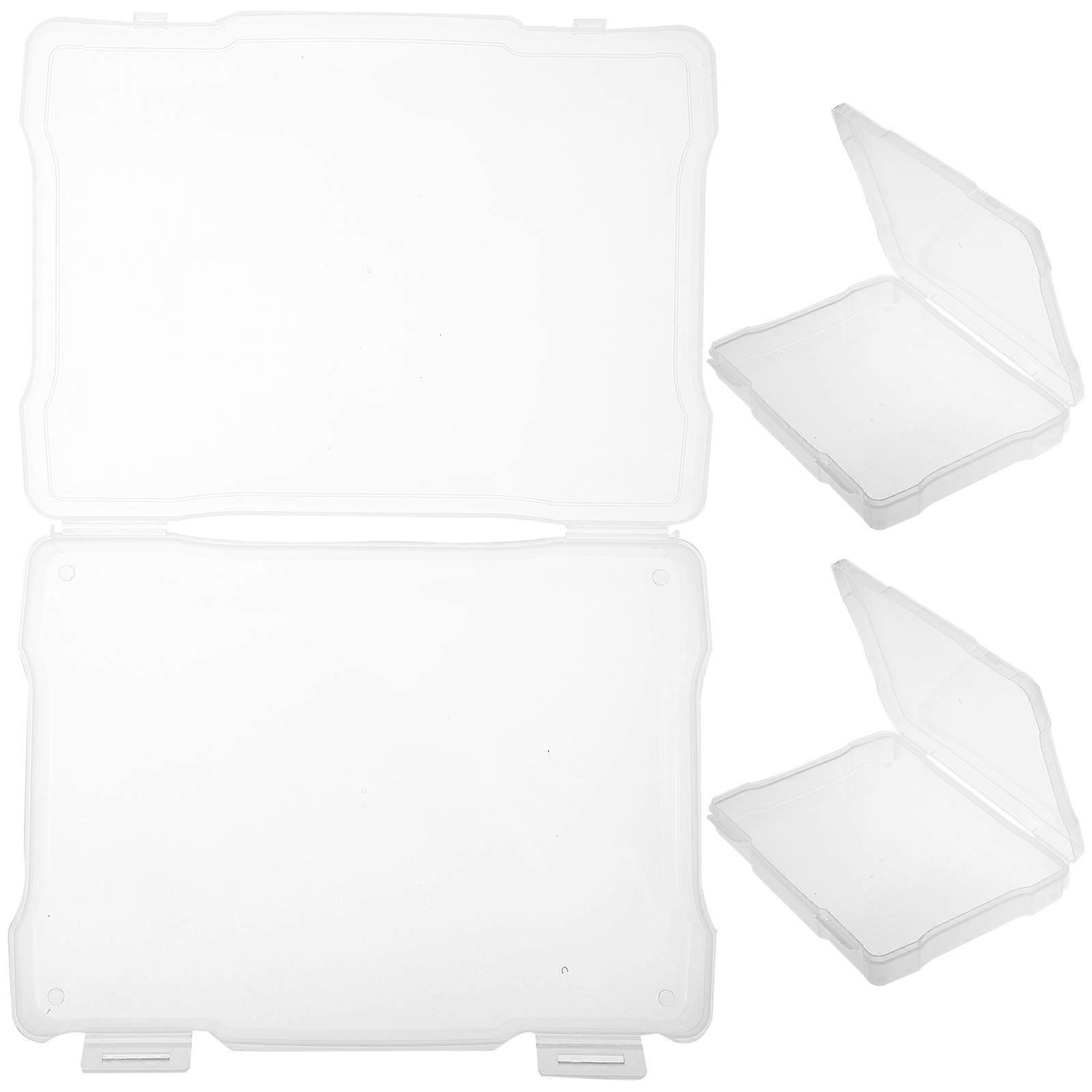 3Pcs Plastic Storage Boxes Postcards Storage Cases Hardware Screw Storage Case