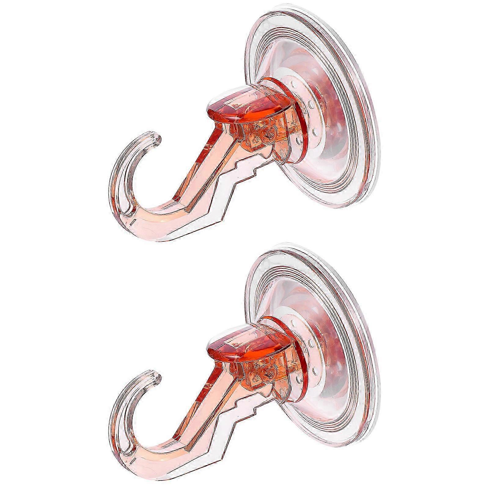 Creative Shower Hooks Plastic Hook compatible with Hanging Use 2Pcs Orange Vacuum