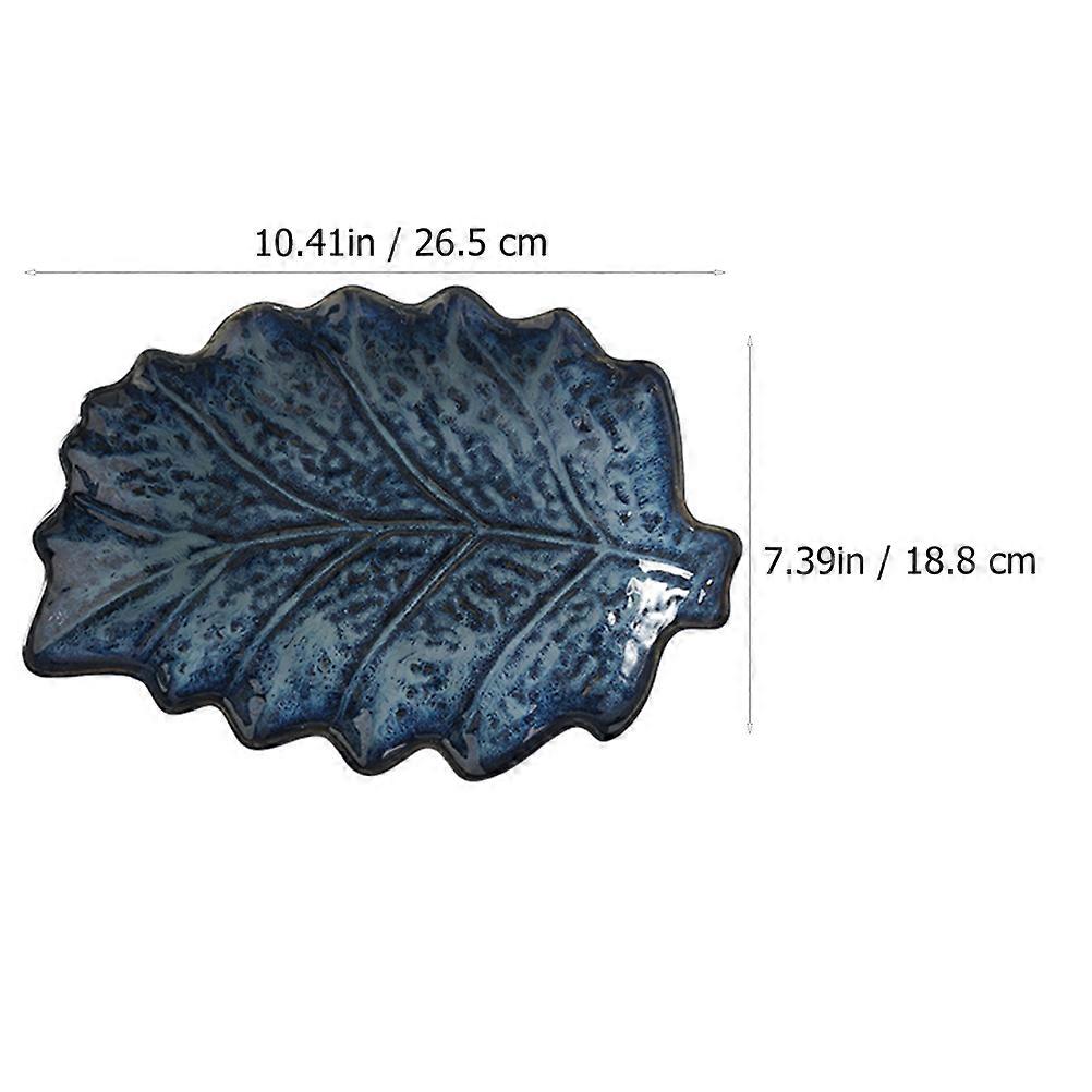 Leaf Shaped Plate Porcelain for Storage Use 1Pcs Blue Serving Plate