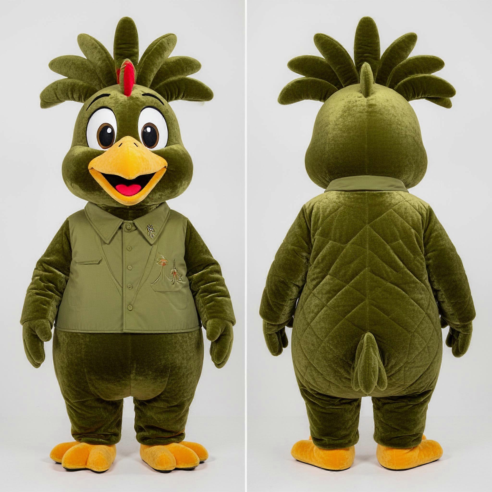 MASTICOT Olive Green Feathered Hens Mascot