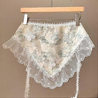 White Woven Butterfly Floral Lace Hair Scarf Wraps Women Retro Triangle Headscarf Hat Travel Photo Headband Hair Accessories