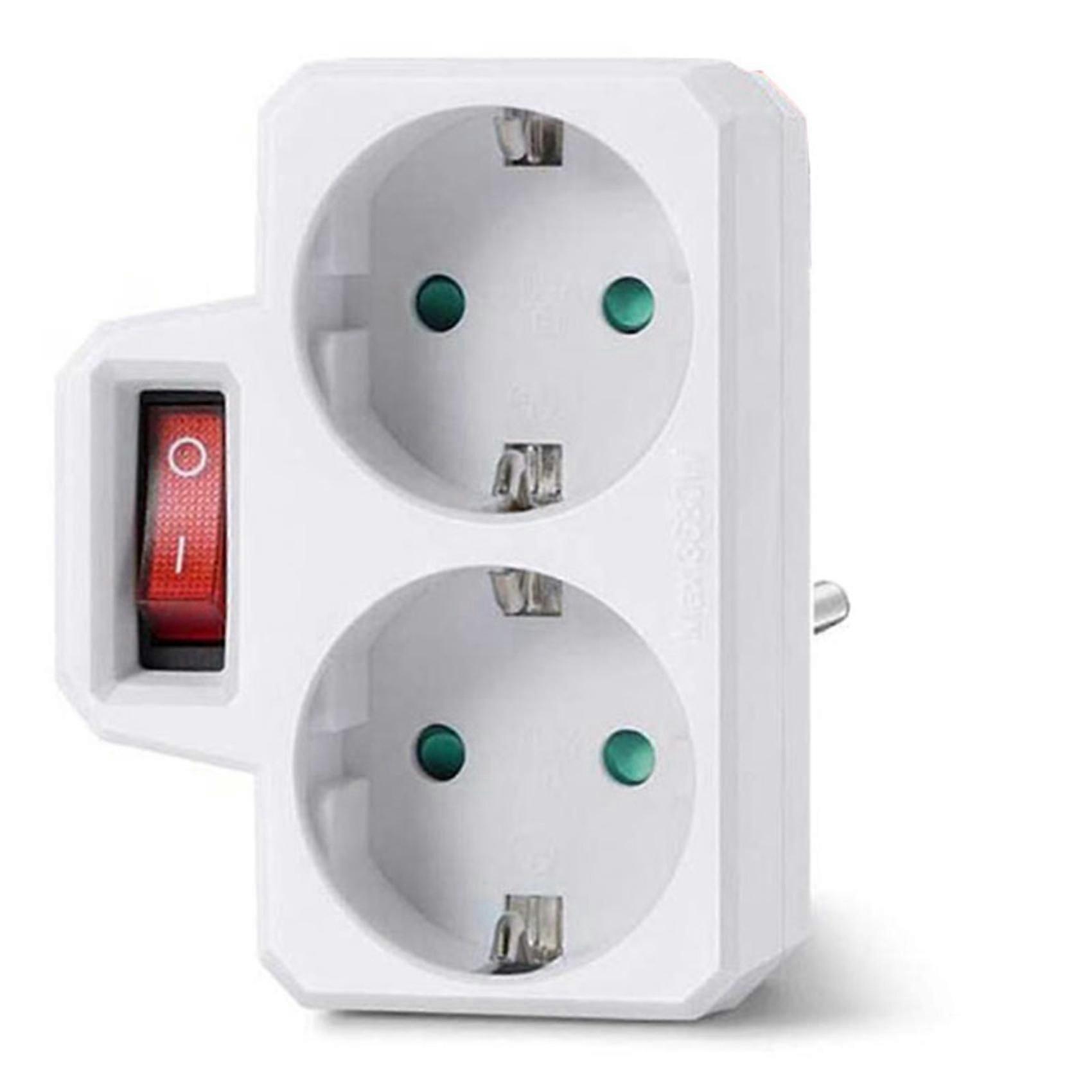 Socket Adapter, Double Plug for Socket, Double Socket with Switch 3800W for Office, Home or Travel, EU Plug (4 Pack)