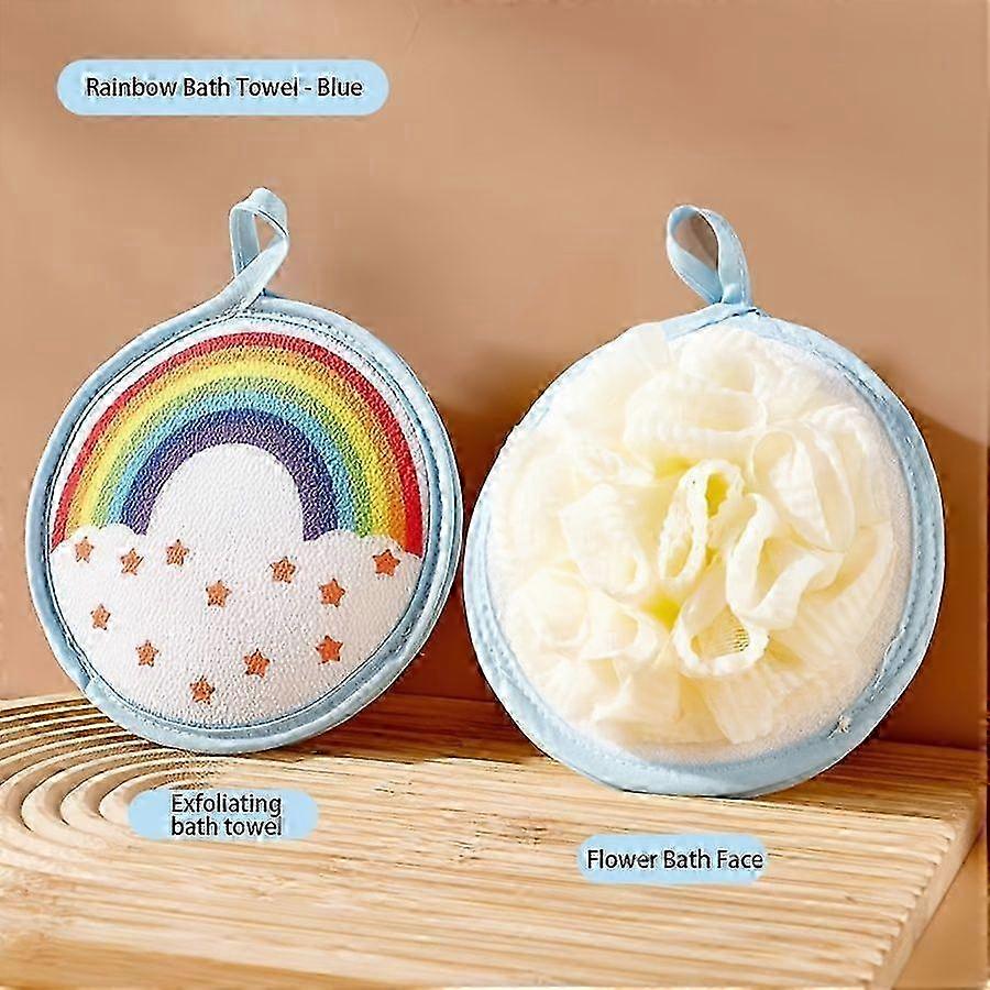 Double Sided Bath Sponge Fine Mesh Gentle Scrub Hanging Loop