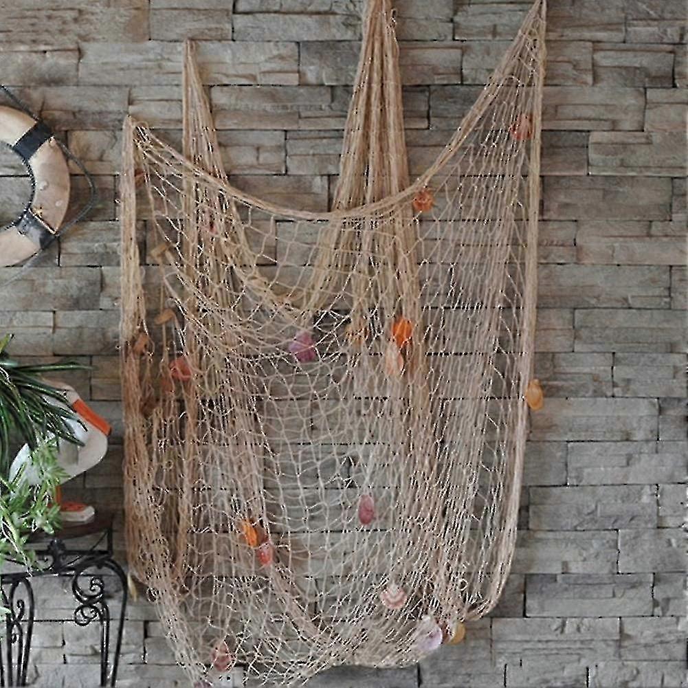 Beige Handwoven Seashell Wall Net