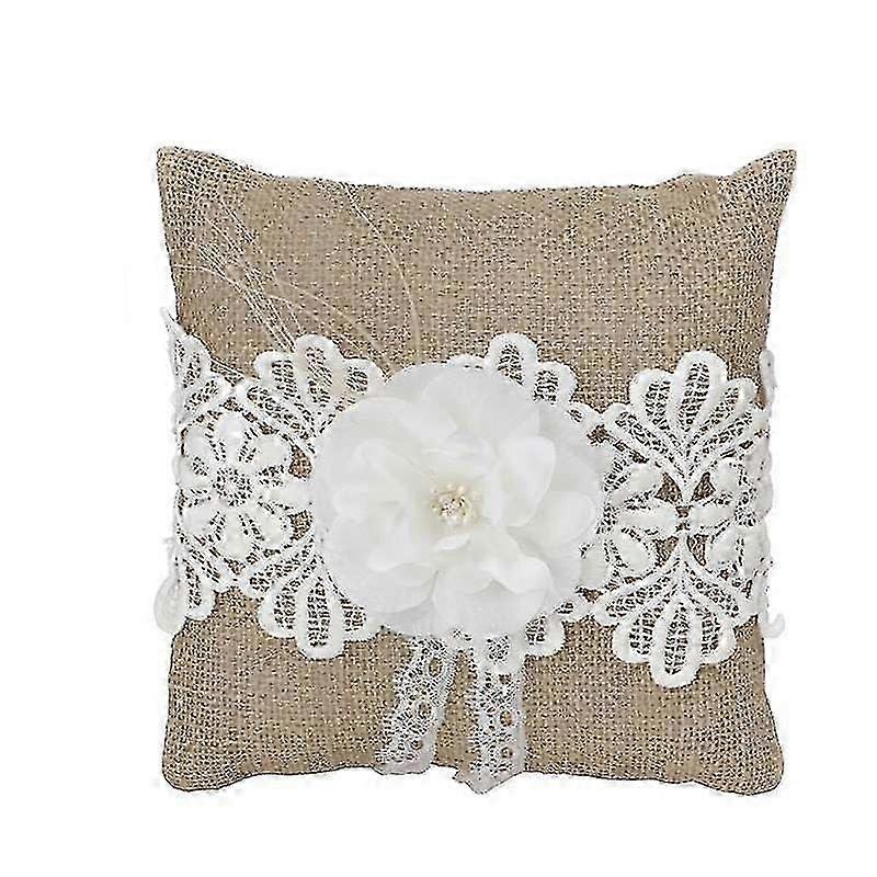 Rustic Linen Flower Basket With Ring Pillow