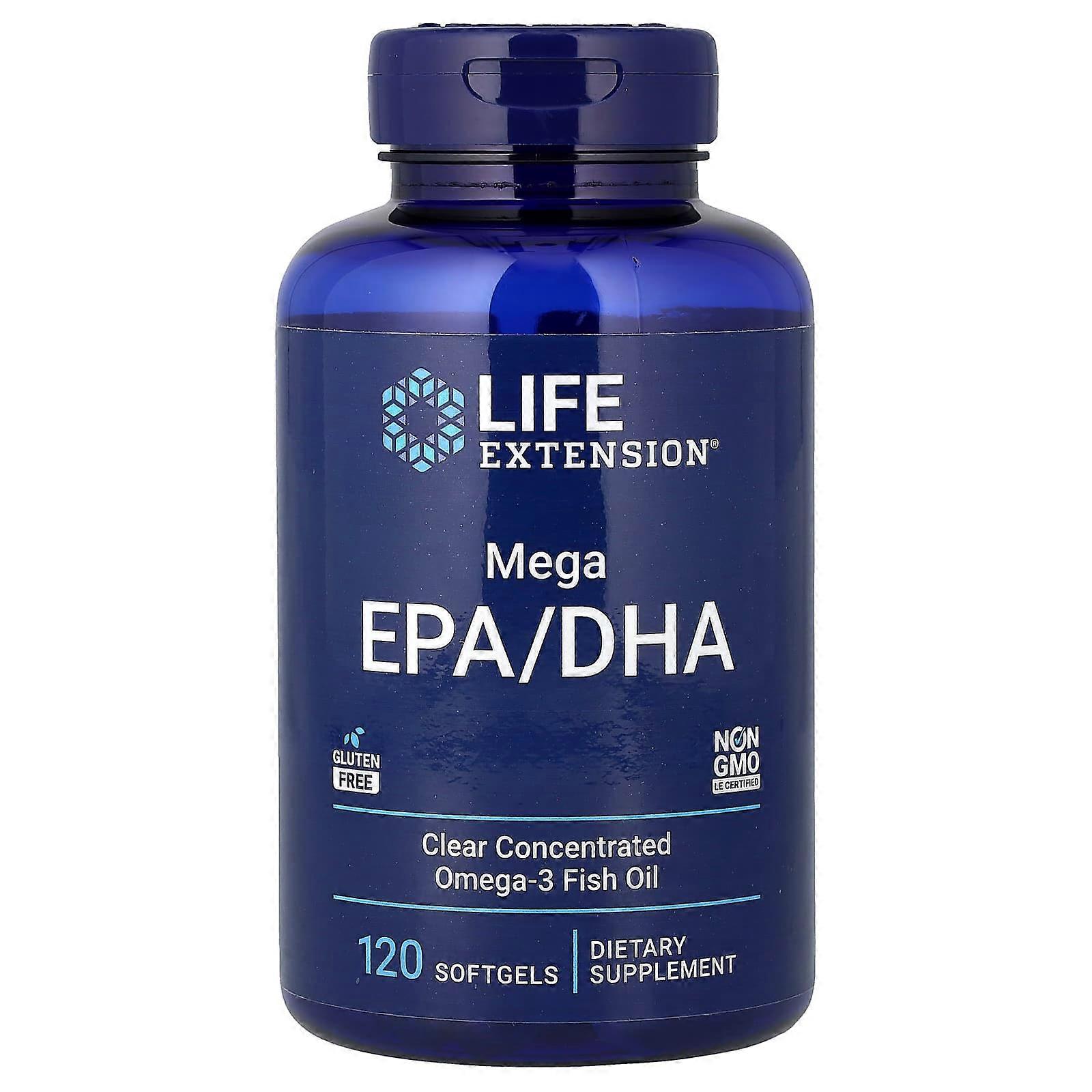Extensión de vida, Mega EPA/DHA, 120 Softgels
