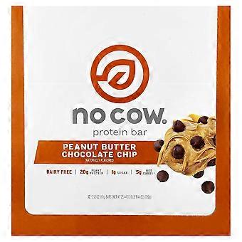 No Cow, Proteinriegel, Erdnussbutter-Schokoladenstückchen, 12 Riegel, je 2,12 oz (60 g)