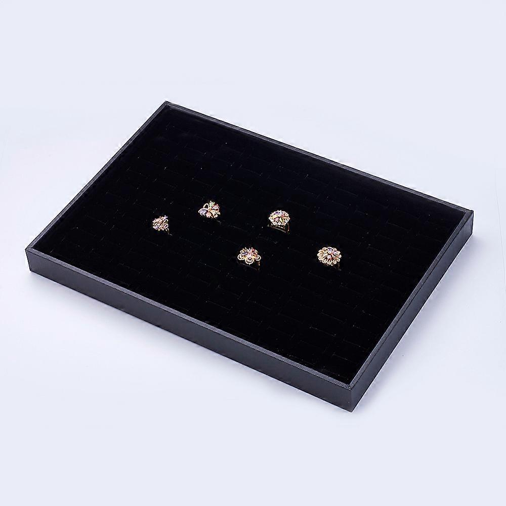 MDF Ring Displays Covered with Flannelette Rectangle Black 35.6x24x3cm