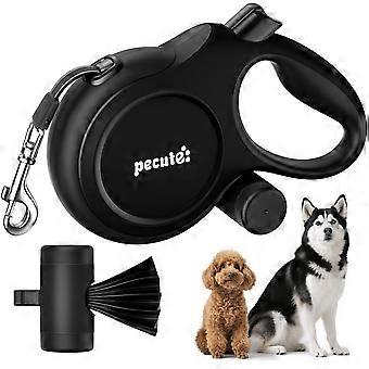 Coleira para cães, 8 metros, com trela retrátil refletora, para cães, incluindo kit de sacos para recolher fezes e mosquetão, adequada para cães de até 50 kg.