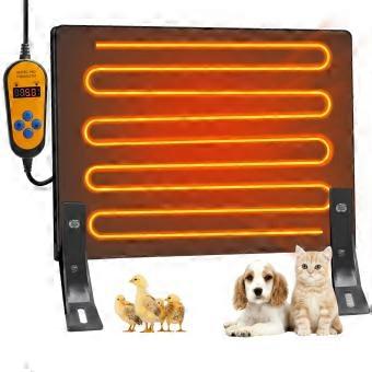 Chicken Coop Heater 120W DualSided Heating Plate with Adjustable Temperature and 24H Timer for Pet House