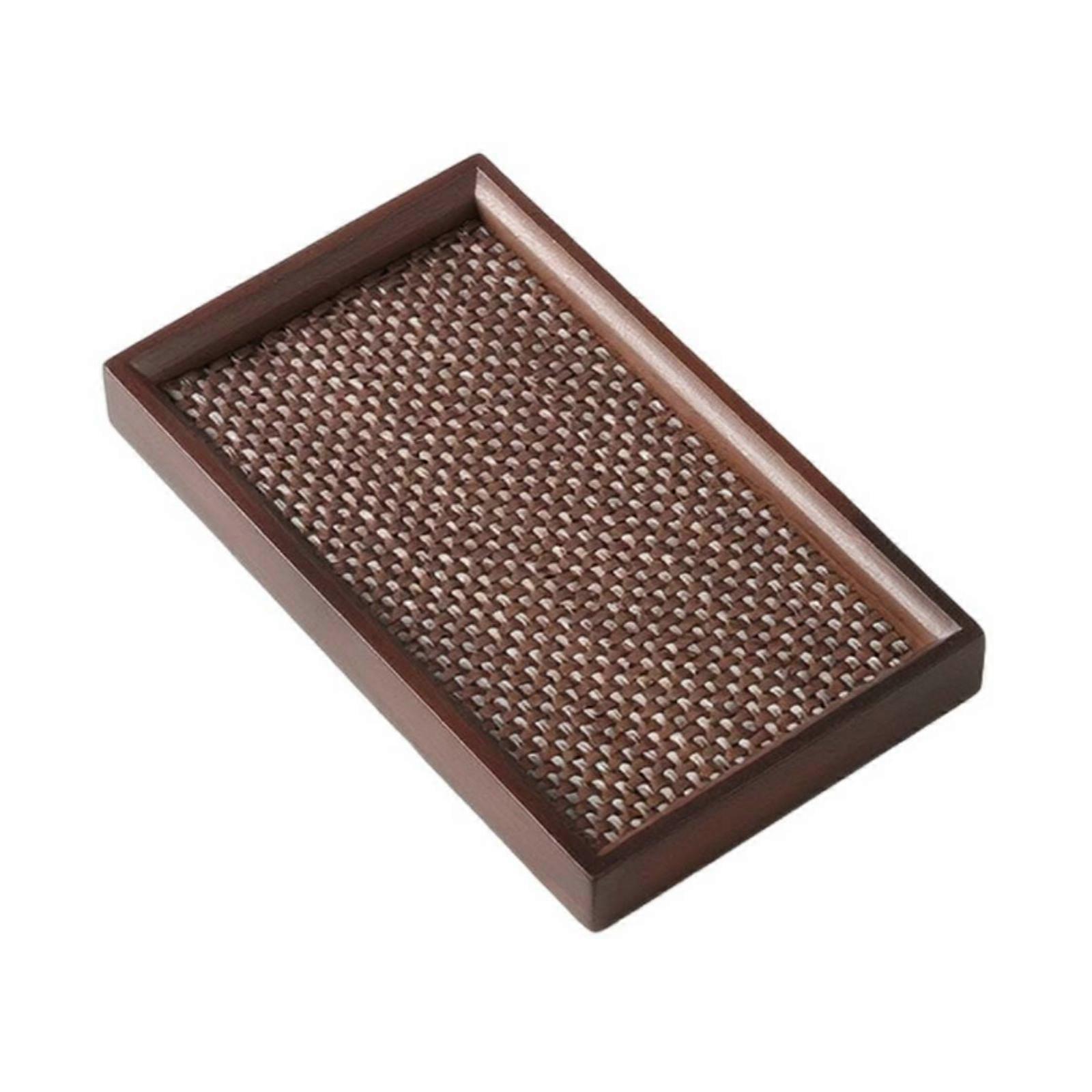 Rectangular Wood Tray with Bamboo Mat | Raised Surrounding Edges, Design,