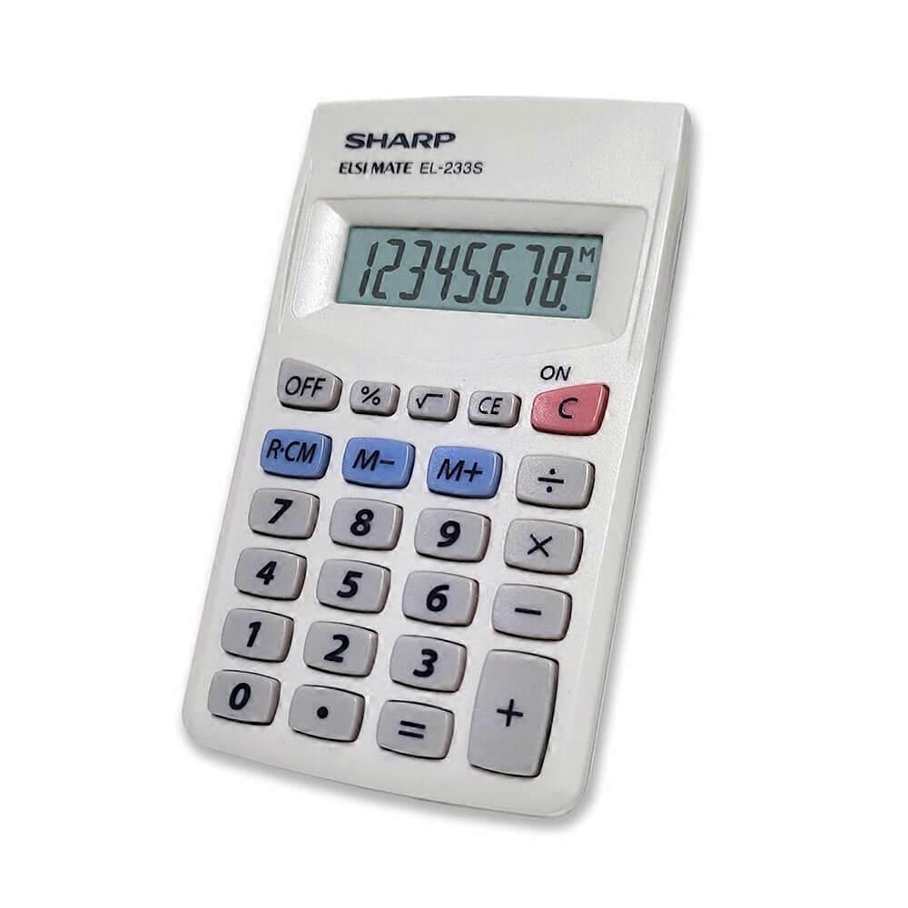 Sharp 8 Digit Battery Calculator White Soft Touch Keys Easy Battery Replacement