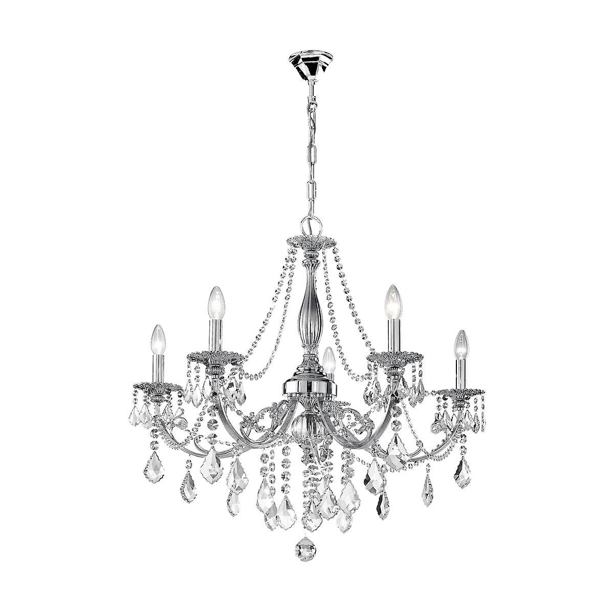 Pisani Crystal Crystal Multi Arm Chandeliers 5 Light Chrome