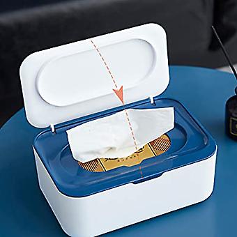 Distributeur De Lingettes Humides Rechargeable - Boîte De Rangement Avec Couvercle - Pour Bébé Ou Adulte - Dimensions 19x13x7.8cm - Couleur Bleue