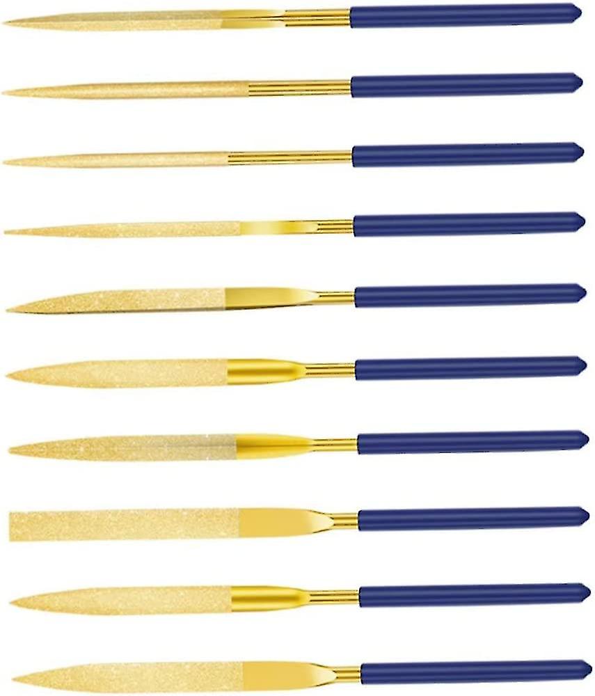 3x140mm Mini Diamond Rasp Wood Metal Carving Tool Needle Files With Rubber Handle 10 Pieces Diamond File