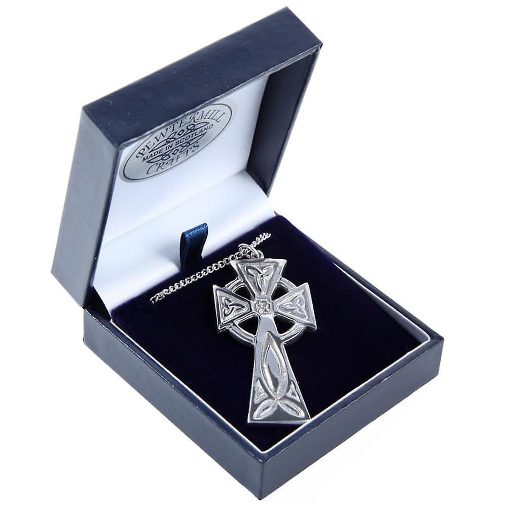 Trinity Knot Cross Pewter Pendant