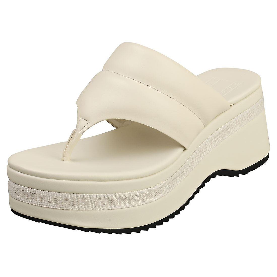 Tommy Jeans Padded Womens Platform Sandals in Light Silt