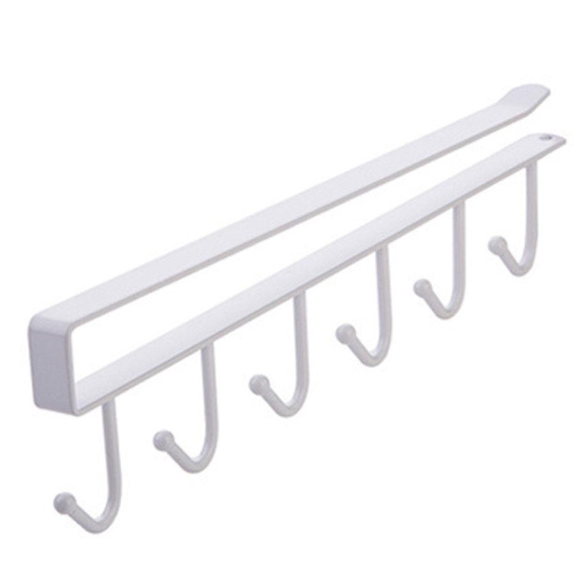 Miuline Mug Hooks,Coffee Mug Holder Wall Mounted Coffee Mug Rack With 6 Hooks For Coffee Mugs Teacups Mason Jar,Fit For 2.2cm Thickness Shelf or Less