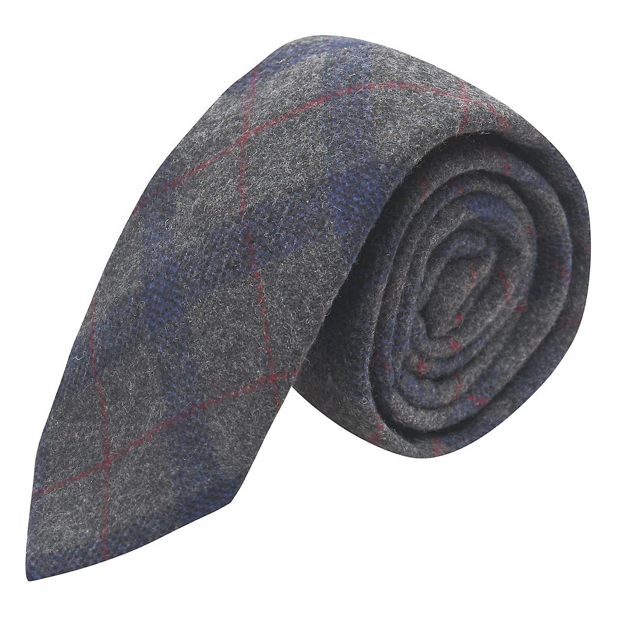 Grey & Blue Check Tie