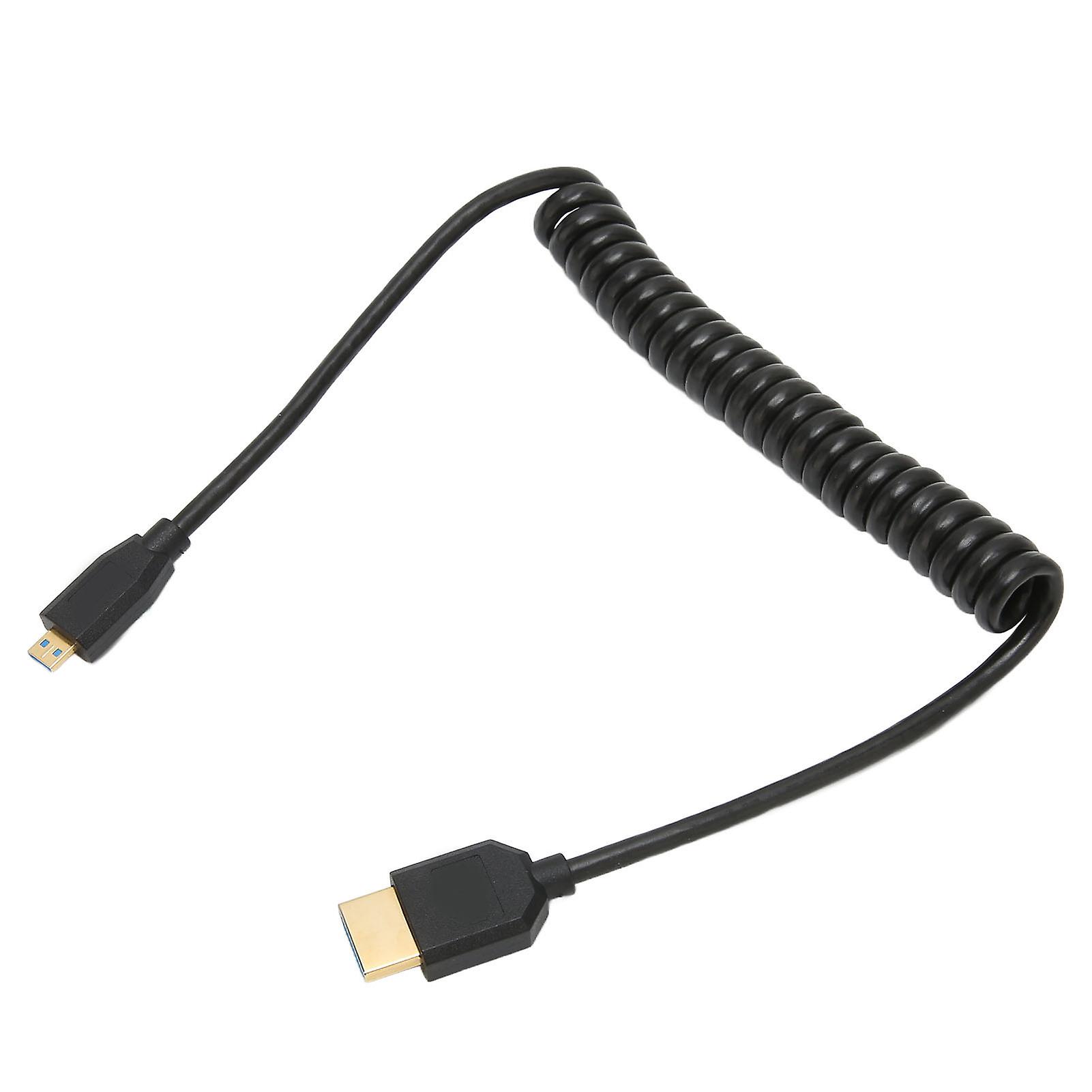 Ultra-Slim Coiled Mini HDMI to HDMI Cable, Supports Full High-Definition Resolution, 3D Technology, Signal Integrity for Wide Application