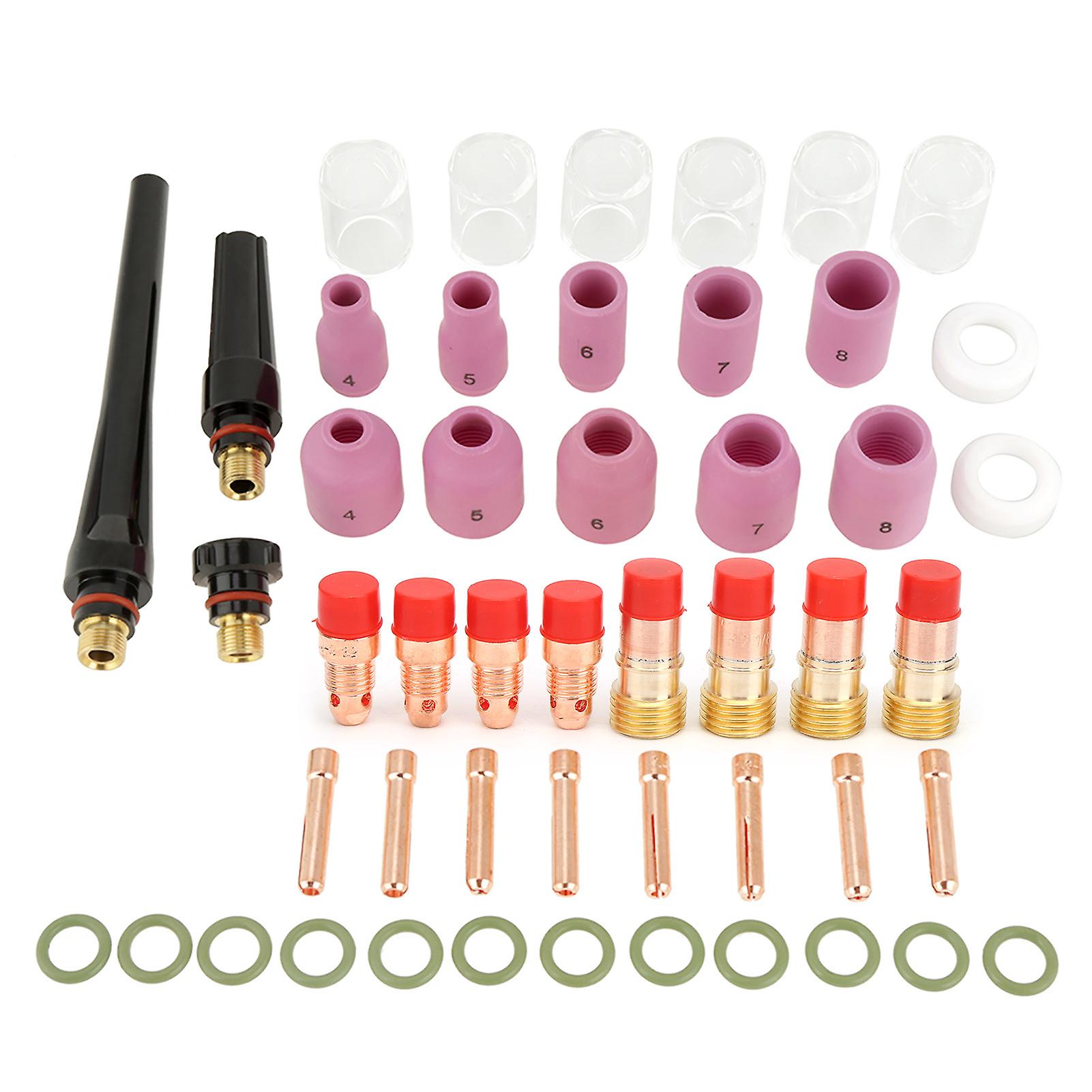 49pcs/set Gas Lens Alumina Nozzles Cups Collets Accessory Kit for Welding Torch