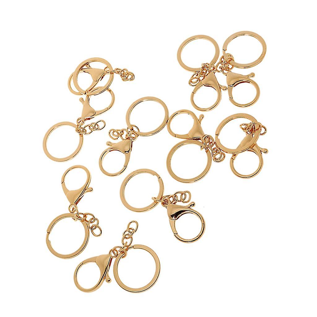 10pcs Alloy Lobster Clasp Clips Keyring Key Chain Findings Gold