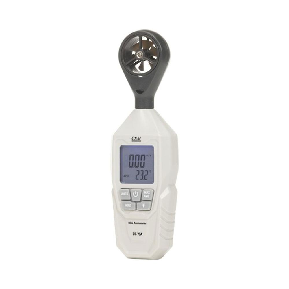 Hand Held Anemometer with Temperature Max Average Modes Battery Operated White