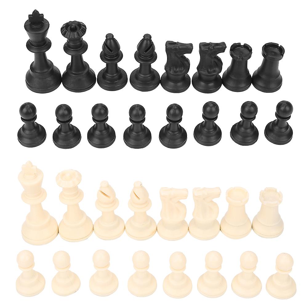 Plastic International Chess Pieces, Standard Black and White Tournament Chess Pieces with Bottom Plush