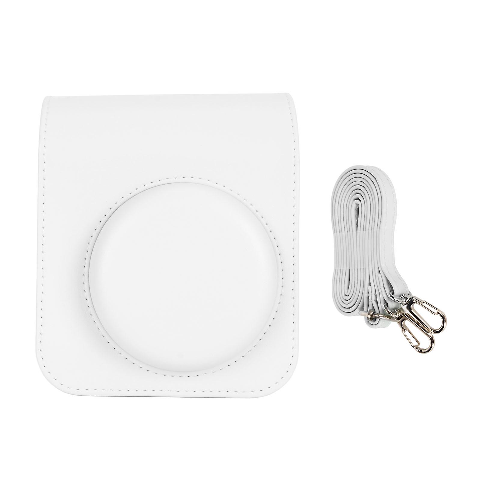 Camera Case PU Leather Protective Camera Cover Bag with Adjustable Shoulder Strap for Fuji Instax Mini 12 White