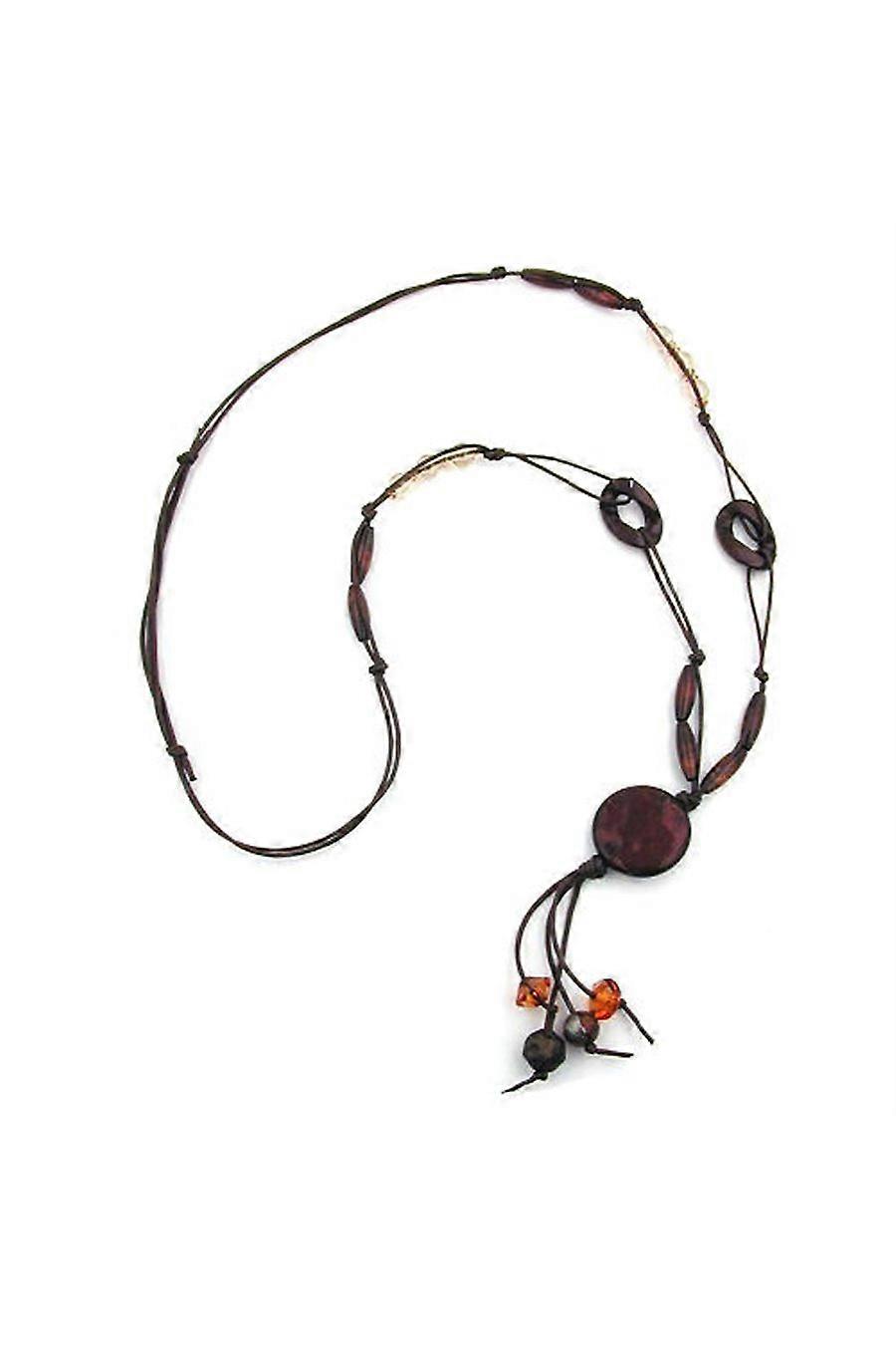 Necklace Coffee-brown Silky Beads - Gl00319