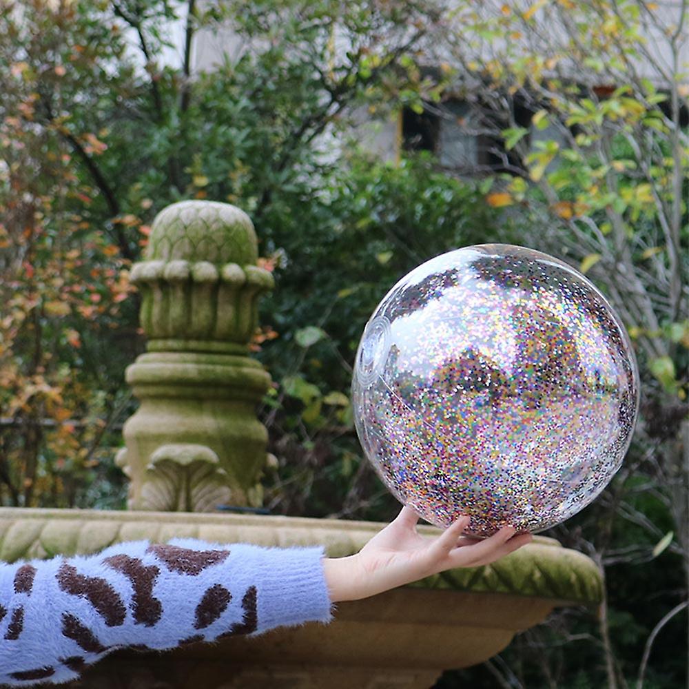 Verdant Touch Clear Beach Ball Glitter Beach Ball Inflatable Clear 12in PVC Sequins Confetti Ball for Party Swimming Pool Outdoor