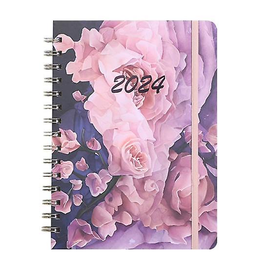 A5 Notebook Monthly Planner Smooth Writing Premium Thickened Page Flower Theme Coil Ring Notepad Calendar