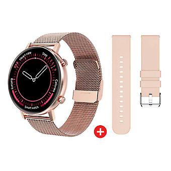 Sanlepus Smartwatch with Extra Strap - Stainless Steel Mesh / Silicone Fitness Sport Activity Tracker Watch Android - Pink
