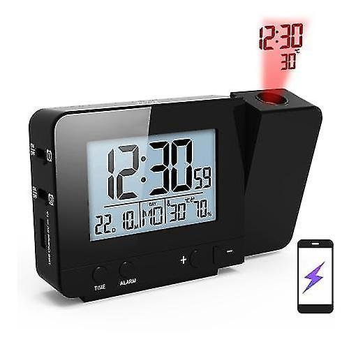Projection Alarm Clock for Bedroom with Thermometer Hygrometer Digital Project Ceiling Clock Dimmabl