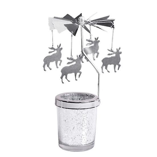 Rotating Carousel Tea Holder Candlestick Light Hanging Deer Candle Room Decor