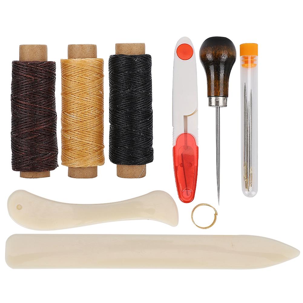 DIY Stitching Leather Hand Sewing Craft Tool Thimble Measuring Tape Awl Accessory Set