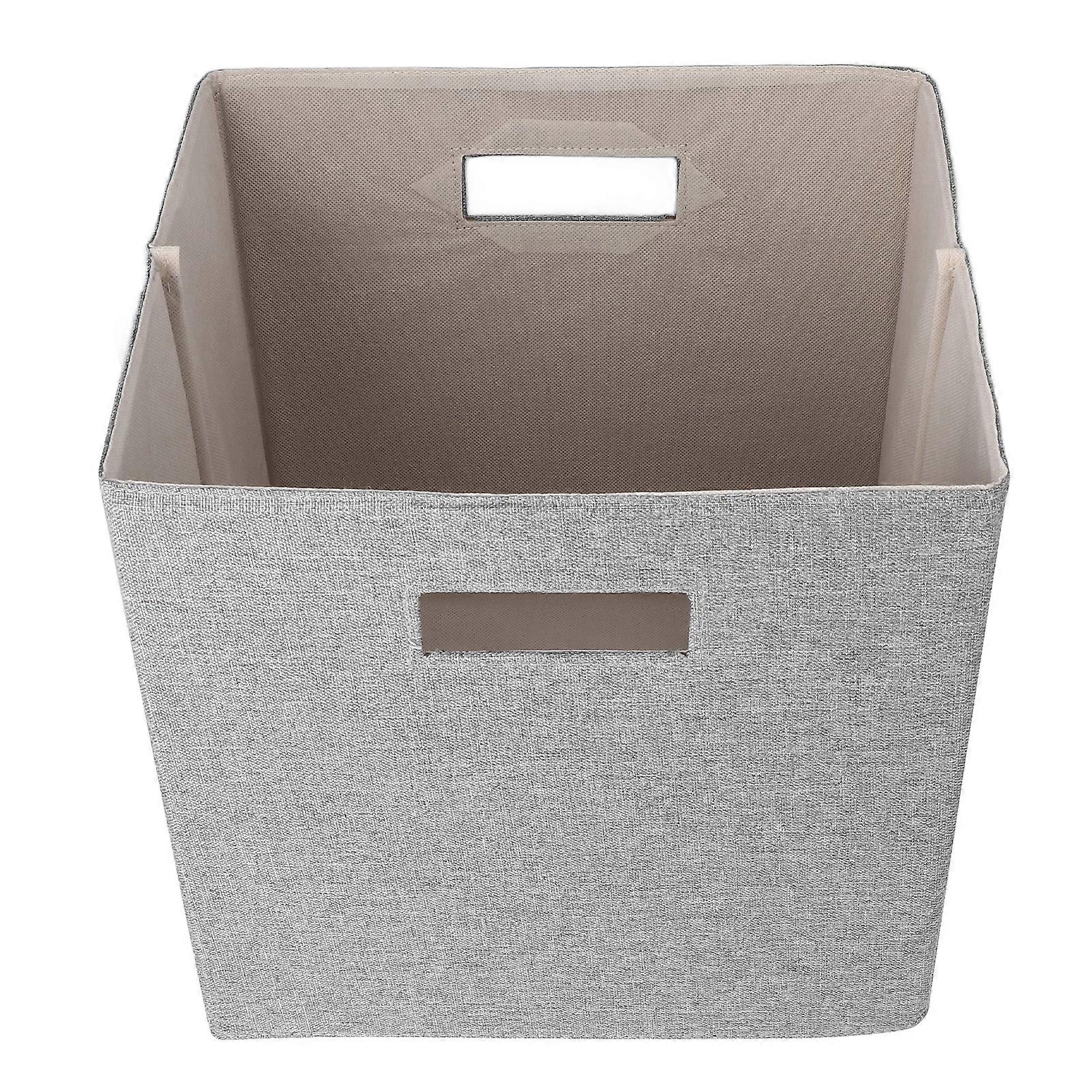 Foldable Storage Box Dark Grey Increase Capacity Handle Design Fabric Material Clothes Storage Bin For Home