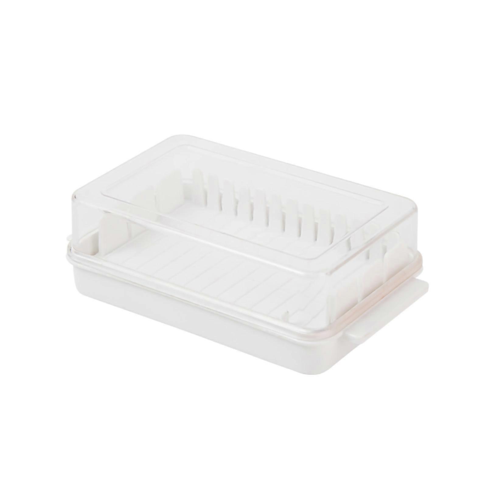 Butter Cutting Box with Transparent Lid Cutting Wizard Preservation Multifunctional Butter Container for Refrigerator White
