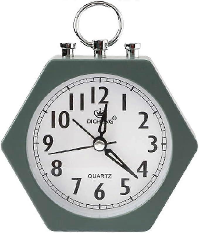 Small Table Clocks Decorative Analog Alarm Clock Hexagon Bedside Table Clock Green