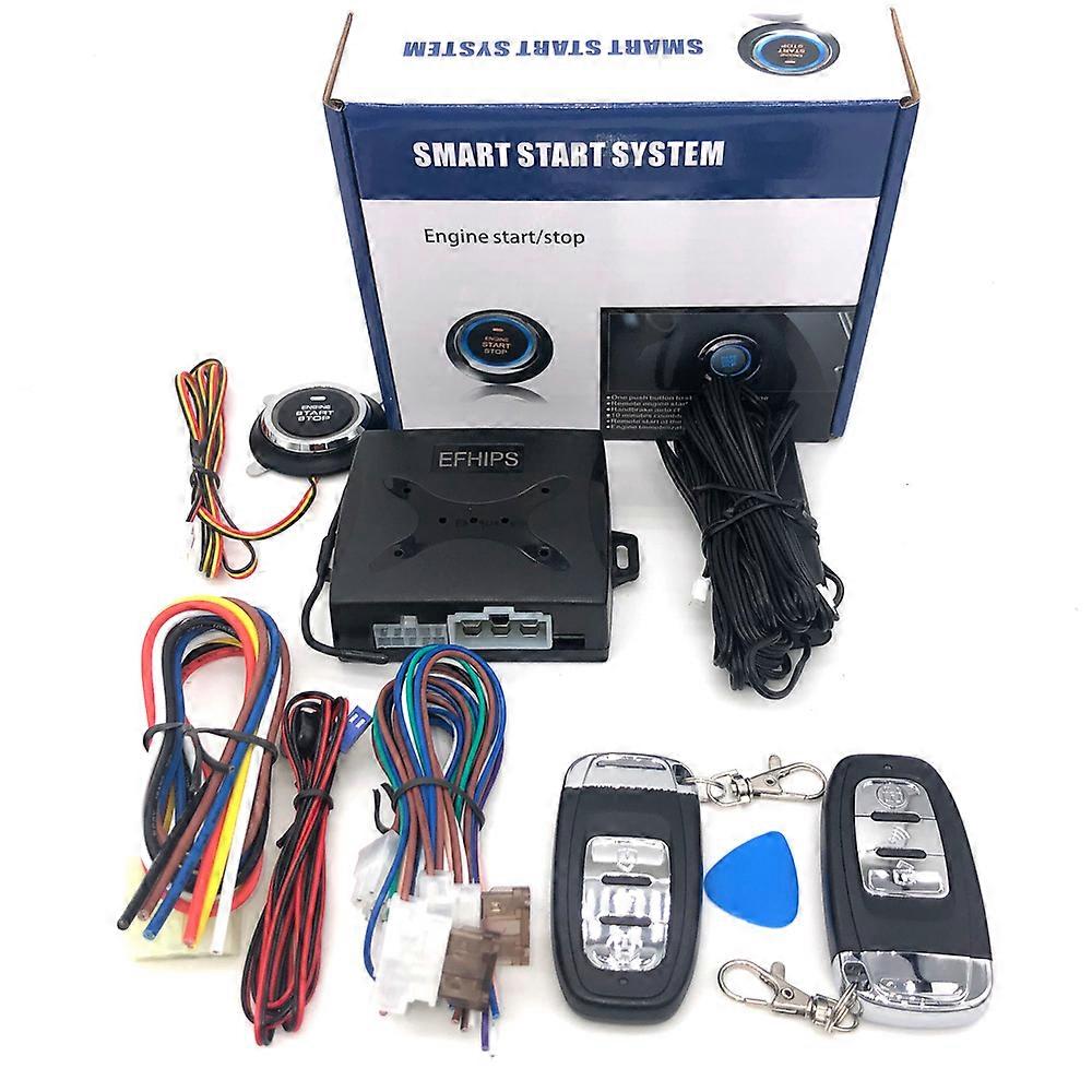 EFHIPS Auto Car Key Systems Key blade  less entry start system one start stop engine push button vehicle alarm PKE remote start