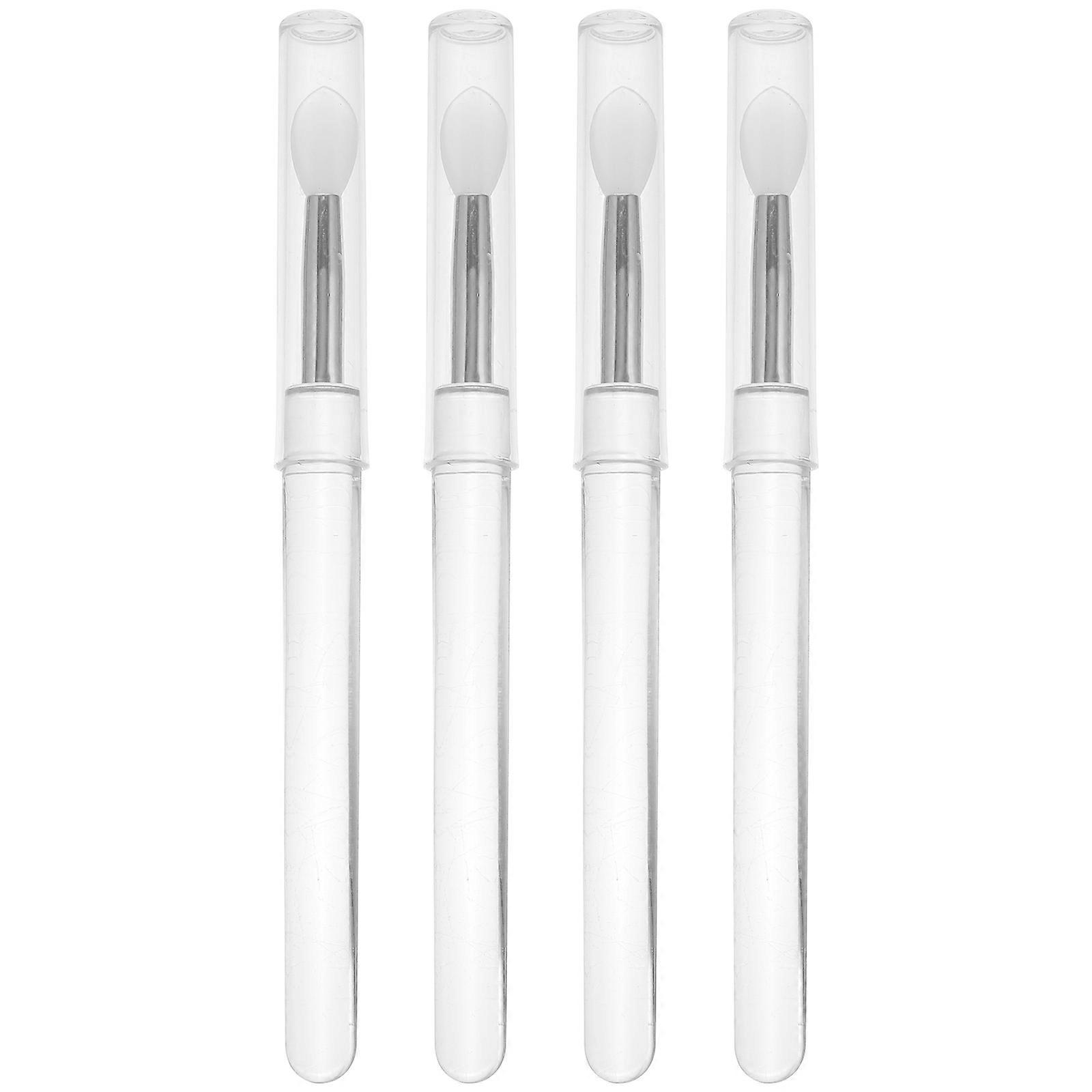 4 Pcs Highlighter Makeup Brush Lip Wand Applicator Silicone Lipgloss Applicator Brush Lipstick Applicator Brushes Cap