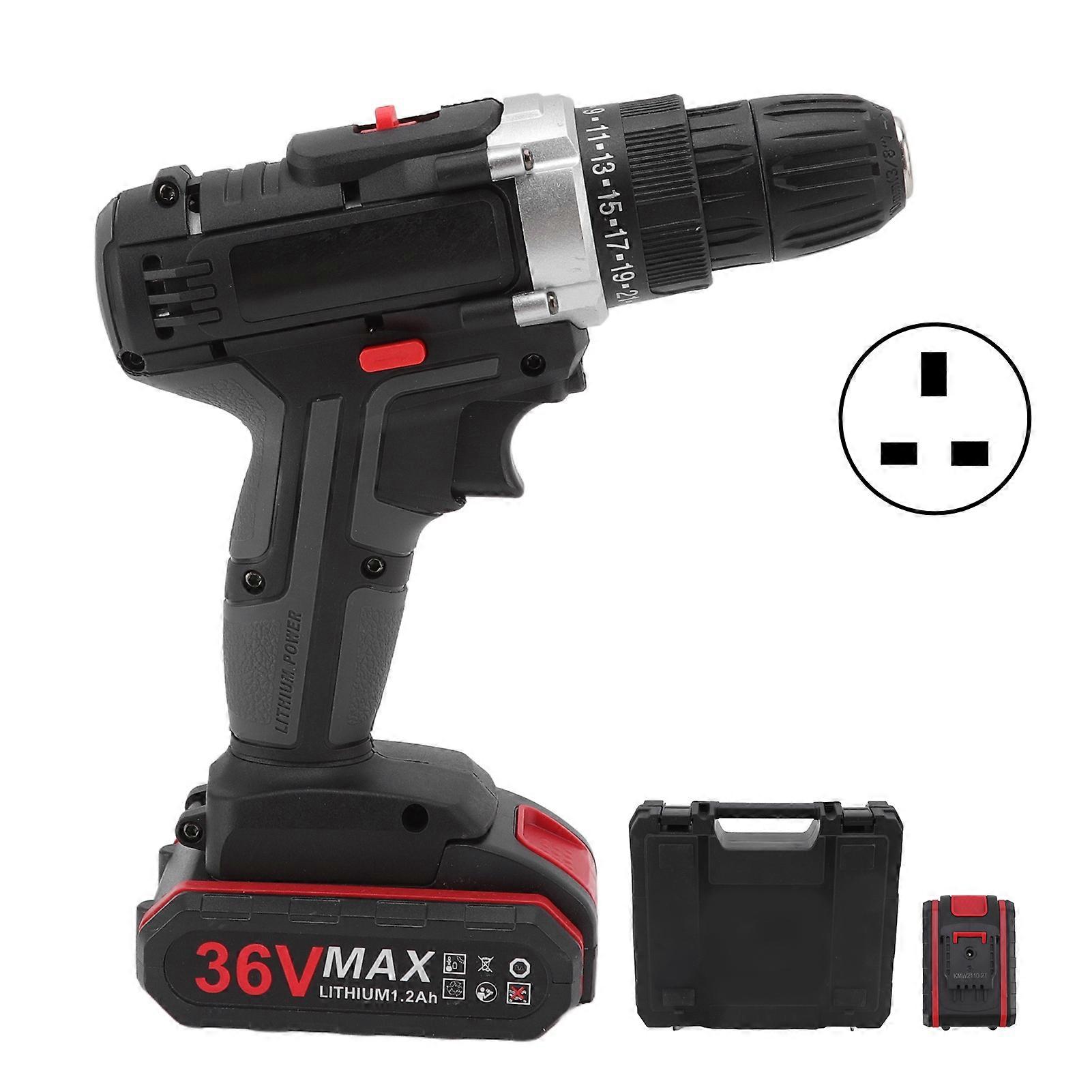 Cordless Drill Cordless Design 1450rmp 2 Variable Speed Ergonomic Handle Electric Drill for Wall Metal 100 to 240V UK Plug 100 to 240V