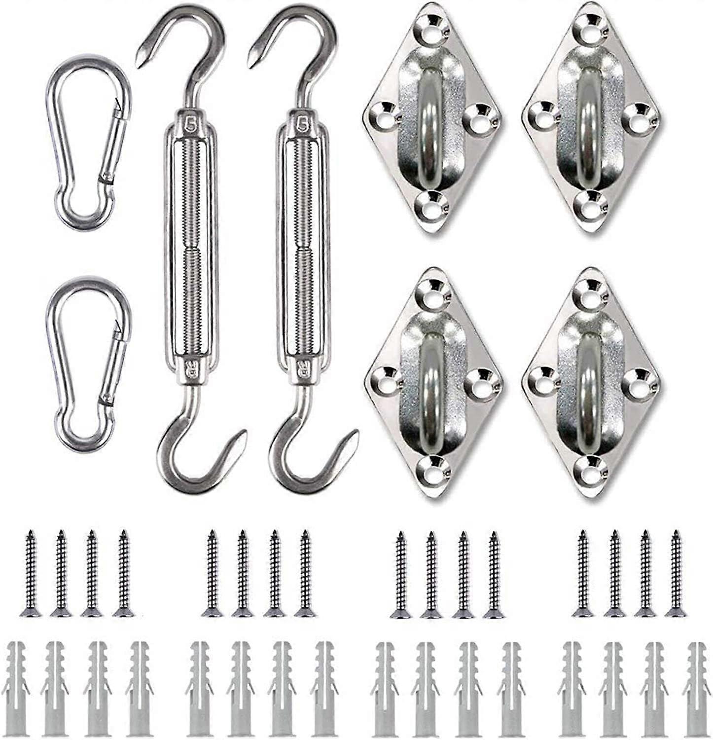 Awning Mounting Set, 304 Stainless Steel Awning Accessories, Square and Triangle Suspension Attachment for Awning for Garden and Balcony, Easy Install