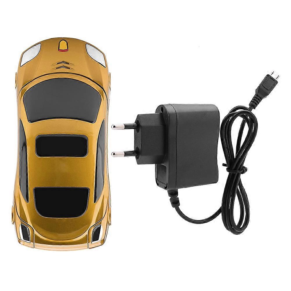 适用于法拉利汽车手机翻盖键盘汽车模型手机100V-240V欧洲插头(金色)