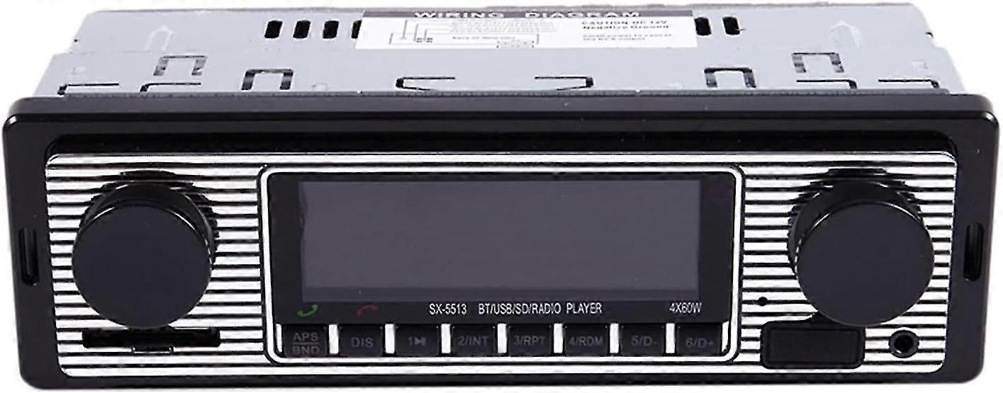 BluetoothビンテージカーラジオMP3プレーヤーステレオUSB補助クラシックカーステレオオーディオ(カラー:ブラック、メモリサイズ:その他)