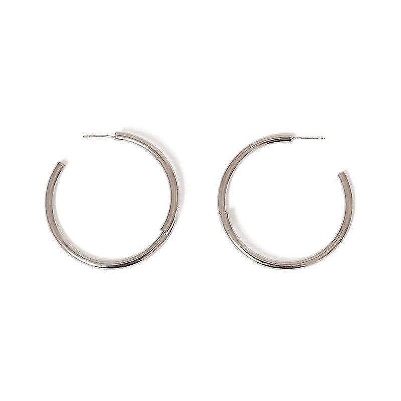 真鍮ホワイトゴールドメッキファッションシンプルなCラインデザインシルバーピンイヤリング