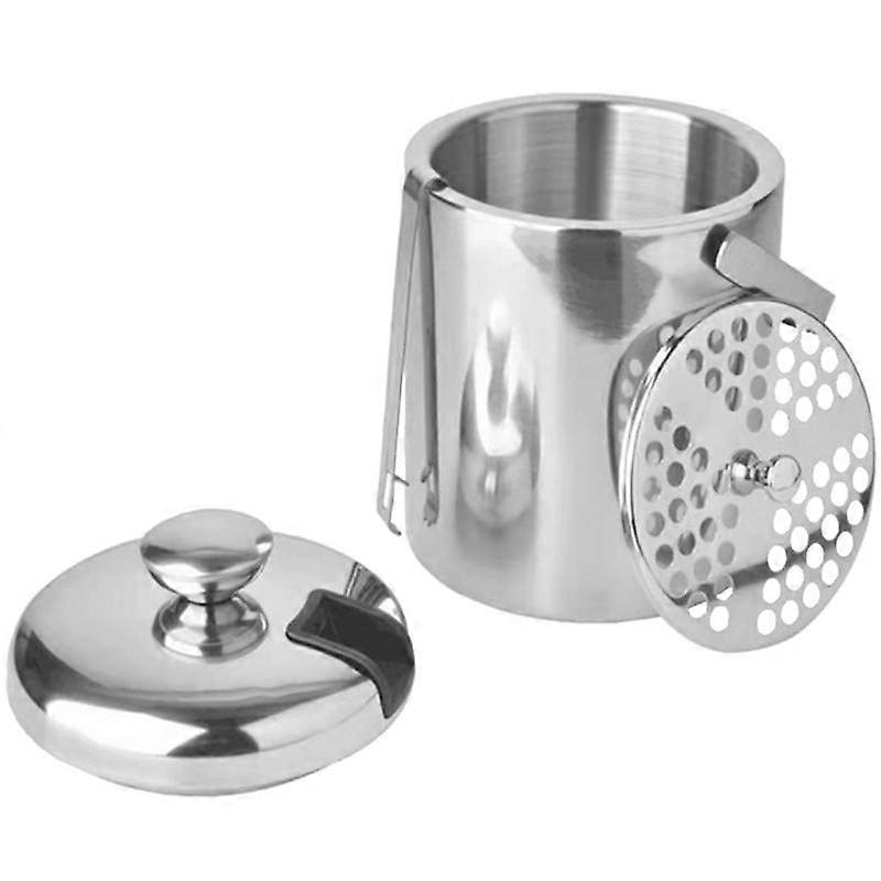 Insulated Ice Bucket with Lid Double Walled Ice Bucket with Ice Tongs Compartment Ice-Cube Containe